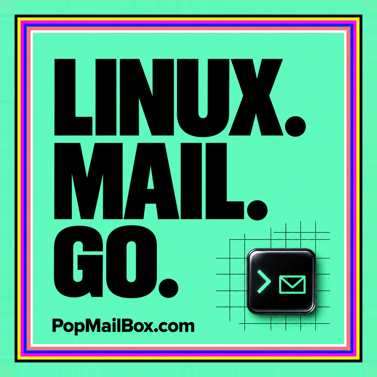 PopMailBox illustration connecting a Linux mail client, mail server, and organized email folders