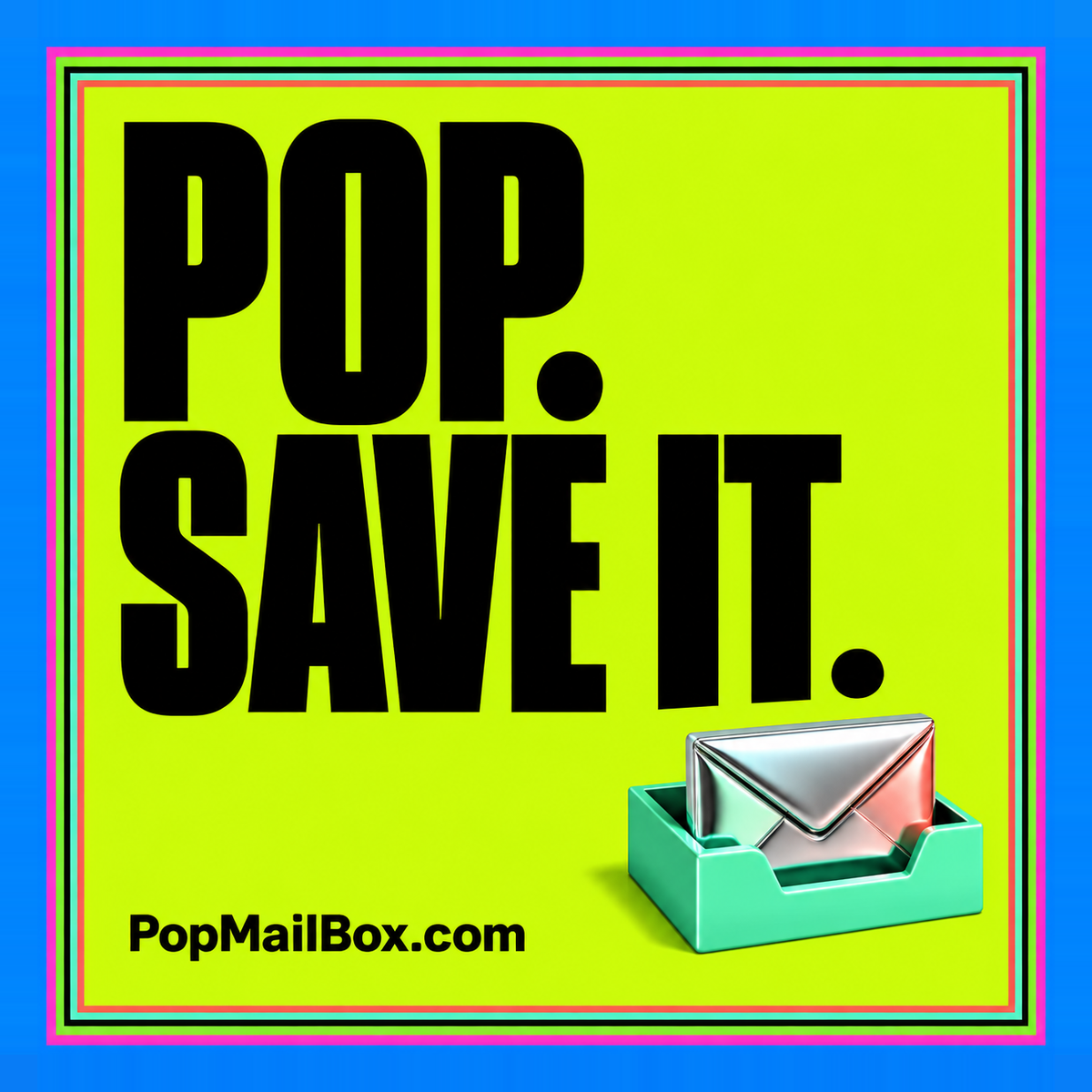 Colorful PopMailBox illustration of email downloading from a server to a local mailbox