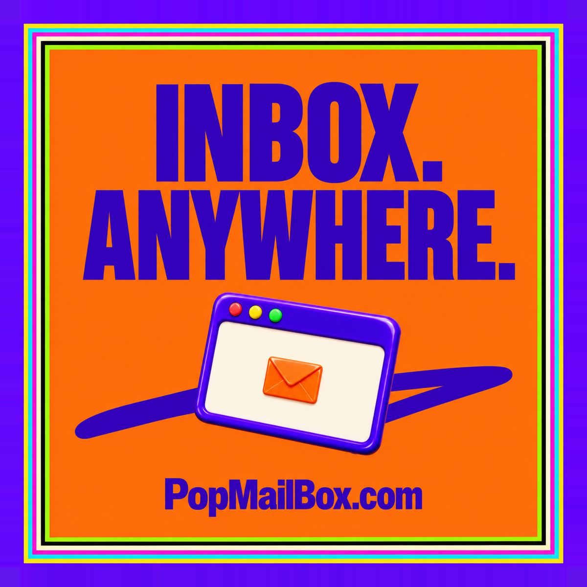 Bright PopMailBox illustration of an organized webmail inbox displayed in a browser window